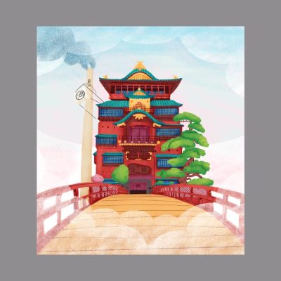The Bathhouse Throw Pillow Official Studio Ghibli Merch