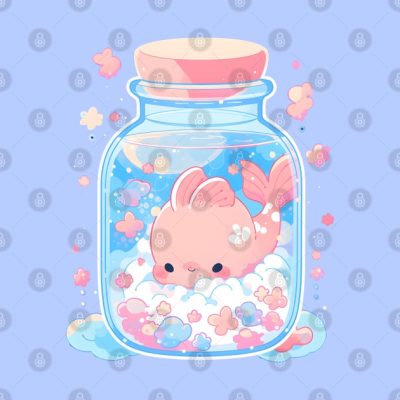 Adorable Anime Style Fish In A Glass Jar Cute Aqua Tapestry Official Studio Ghibli Merch